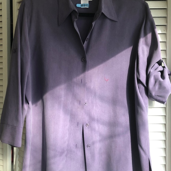 Blouse, long sleeve lavender silk - Picture 1 of 3